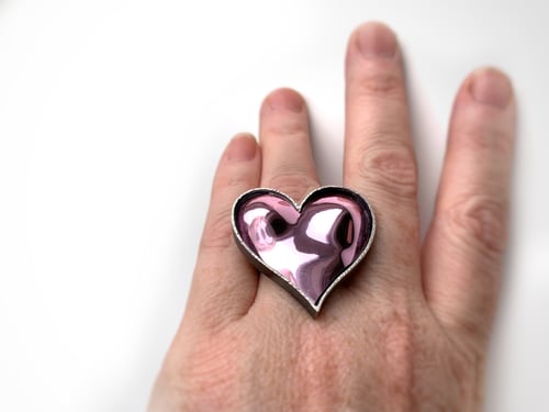 Image of Pink Chrome Bust Heart Ring