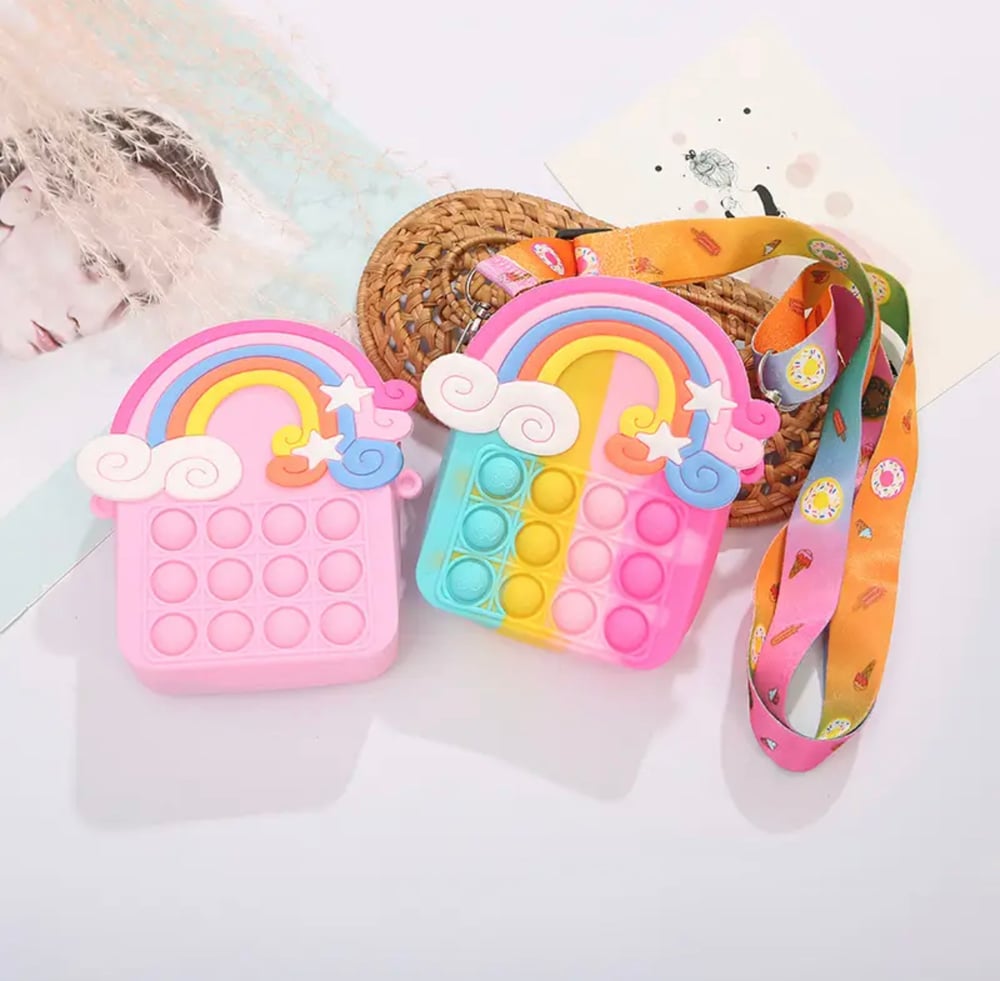 Pop It Fidget Bag / Purse Rainbow Multicolour