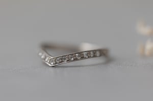 Image of Platinum rose-cut diamond wishbone ring