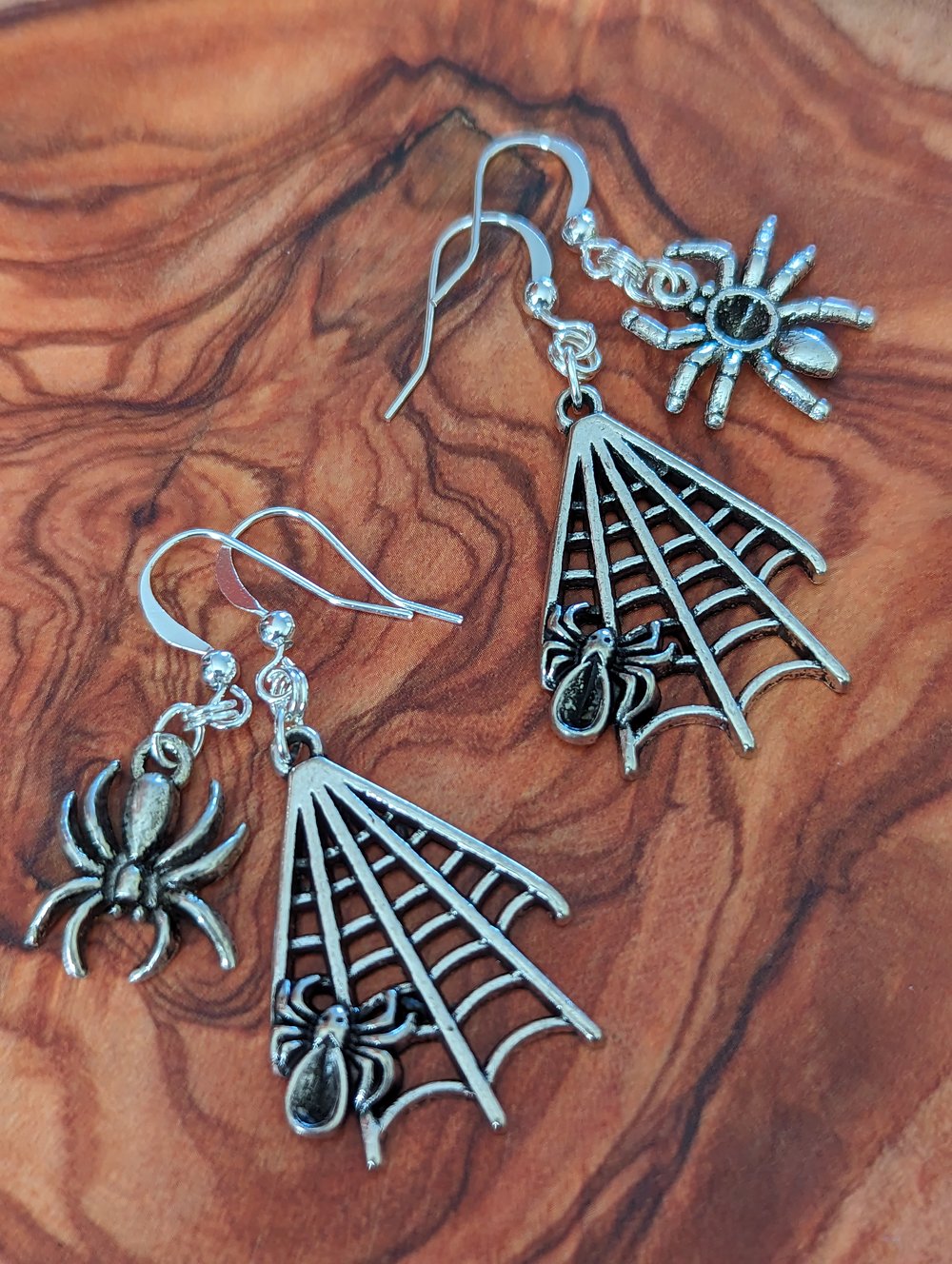 Festive Earrings - Spider and Web 