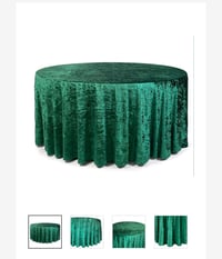 Table cloth - 132" green  Emerald-hunter green velvet 