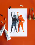 Powerful girls - Linogravure originale en édition limitée format A4