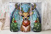 Image 1 of 20oz Stained Glass Reindeer Tumbler