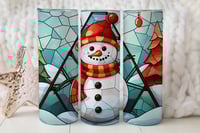 Image 1 of 20oz Stain Glass Snowman Tumbler