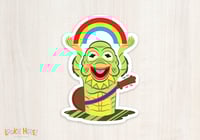Image of Creechmit Creature from The Black Lagoon Meets Kermit the Frog Vinyl Sticker! Retro Monster Art!