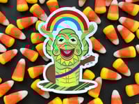 Image of Creechmit Creature from The Black Lagoon Meets Kermit the Frog Vinyl Sticker! Retro Monster Art!