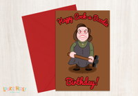 Image of Annie Wilkes from Misery Illustrated 4 by 6 Inch Birthday Card
