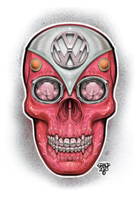 Image 2 of VW camper sugar skull (A3 print) 4 colours