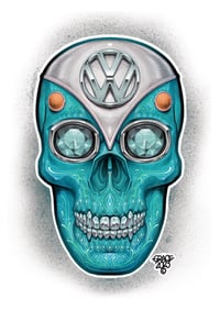Image 3 of VW camper sugar skull (A3 print) 4 colours