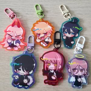 6 CM Chainsaw Man Colored Acrylic Keychains!