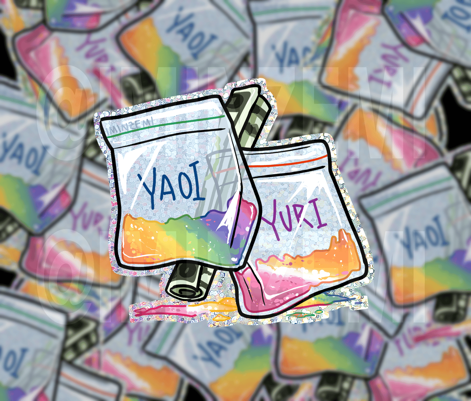 3 Inch Glitter Vinyl YAOI + YURI C*CAINE Sticker