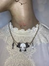 Upcycled Skull and Mini Santa Muerte Necklace by Ugly Shyla 