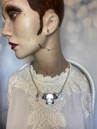 Image 3 of Upcycled Skull and Mini Santa Muerte Necklace by Ugly Shyla