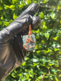 Image 4 of BLUE APATITE WRAPPED IN COPPER - MADAGASCAR 