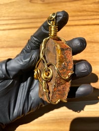 Image 4 of TIGER'S EYE WRAPPED IN GOLD PENDANT 