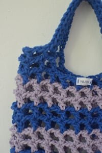 Image 1 of crochet handle bag mini blue & purple