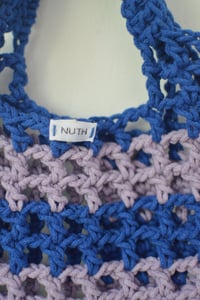 Image 3 of crochet handle bag mini blue & purple