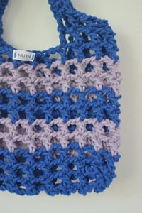 Image 4 of crochet handle bag mini blue & purple