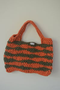 Image 1 of crochet handle bag mini green & orange