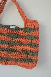 Image 4 of crochet handle bag mini green & orange