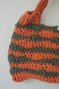 Image 2 of crochet handle bag mini green & orange