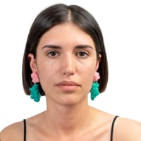 Image 1 of Sugar Double Green and Pink Earrings