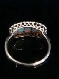 Image 2 of Edwardian 14ct yellow gold natural solid opal and old cut diamond 5 stone ring