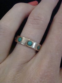 Image 4 of Edwardian 9ct rose gold turquoise 8 stone full eternity ring