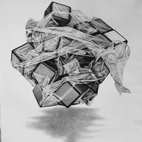 Image 2 of Rubiks solution 2.  (Unframed original) 100 x 76 cms