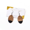 Colorblock Oval Wood Earrings 