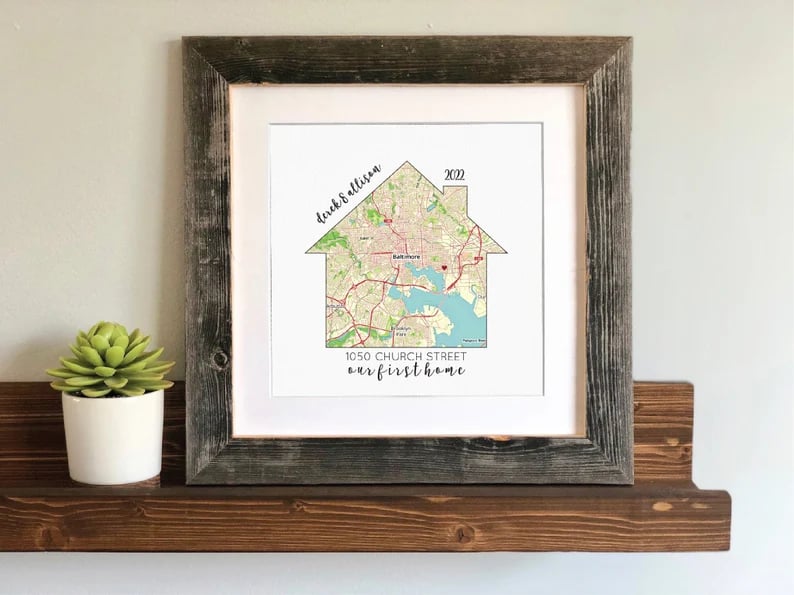 Image of Personalized Housewarming Gifts, Personalized Home Map, First Home Gift for Couple, Home Sweet Home,