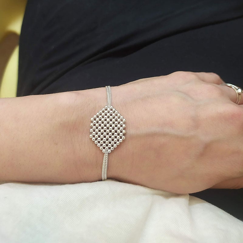 Image of Bracelet tissé chaine "Hexa"