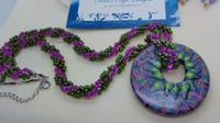Image 1 of Green and Pink Spiral Necklace - Bead and Chat Project