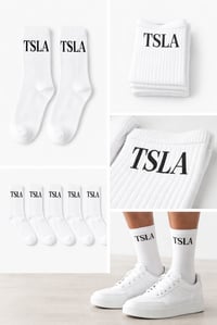 Image 1 of TSLA Classic Logo Crew Socks (5 pair)
