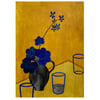 Blue geranium on yellow table Collage ~ work on paper