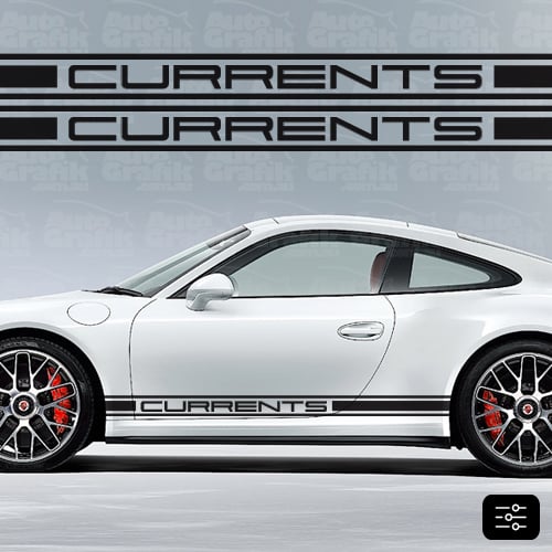 Image of CURRENT-S TYPE 991 - 992 SIDE SCRIPT DECAL SET - YOUR CUSTOM TEXT