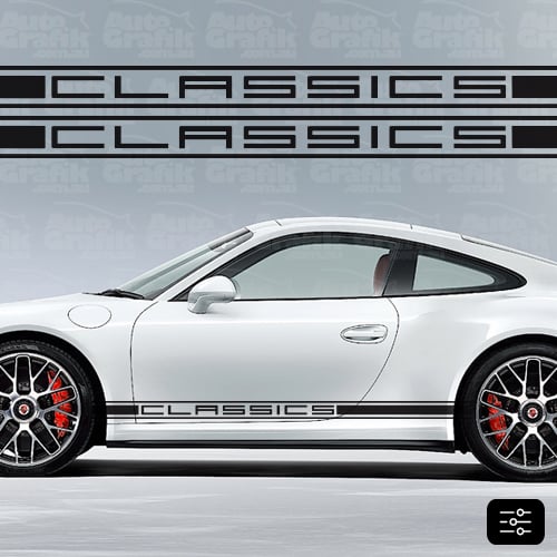 Image of CLASSIC-S TYPE 991 - 992 SIDE SCRIPT DECAL SET - YOUR CUSTOM TEXT
