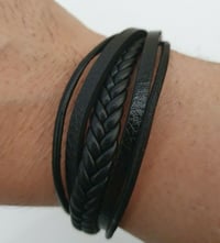 Image 1 of Men's Bracelet ANA Collection Fashion Jewelry Classic Black Tubular Double