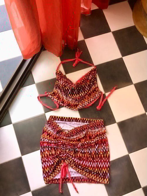 Image of Orange Zig Zag Chevron Two Piece