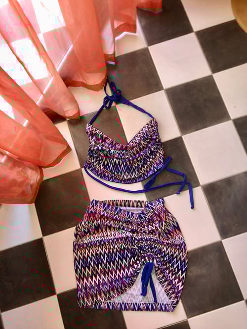Image of Purple Zig Zag Chevron Two Piece