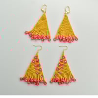 Image 2 of Fields of Wildflowers, Beaded Triangle Earrings