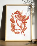 Amazone terre de sienne - Linogravure originale en édition limitée format A4