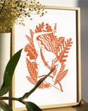 Amazone terre de sienne - Linogravure originale en édition limitée format A4