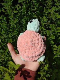 Image 3 of Baby Green and Coral Crochet Turtles