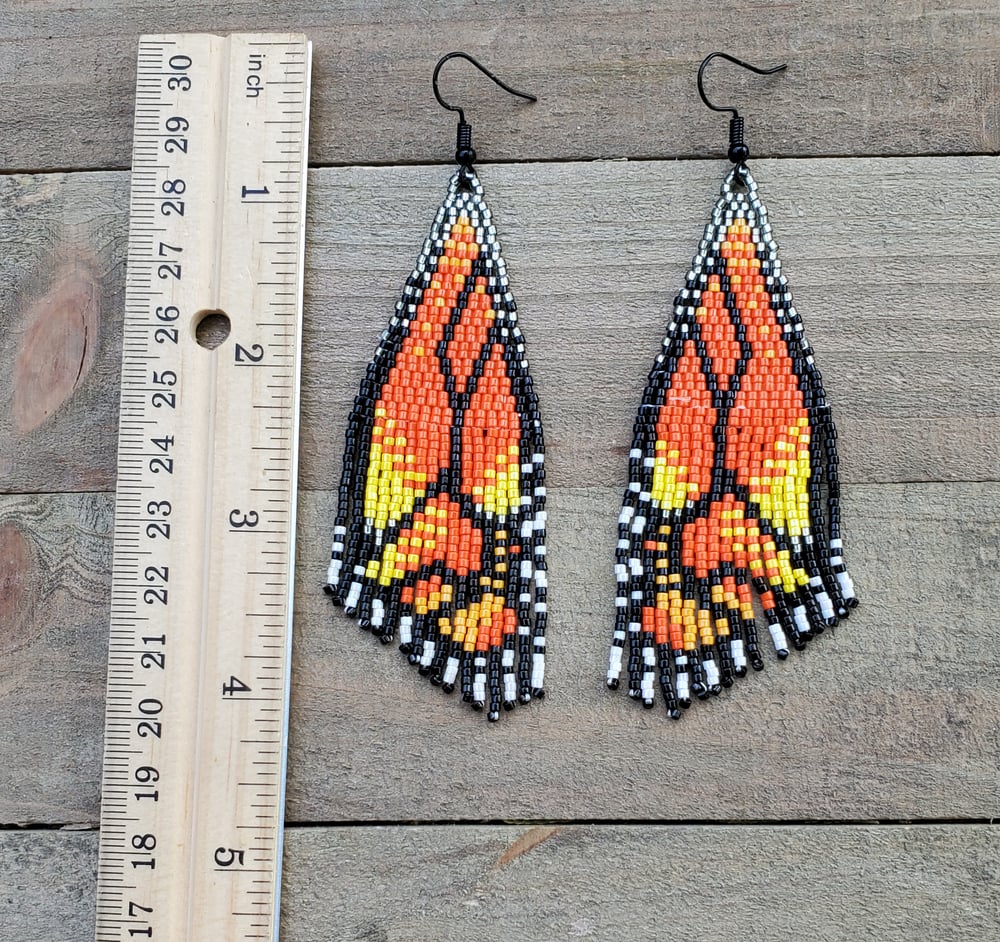 Image of Monarch Wings Beaded Fringe Earrings 