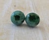 Green Fused Glass Studs (Steel)