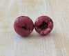 Cranberry Fused Glass Studs (Silver)
