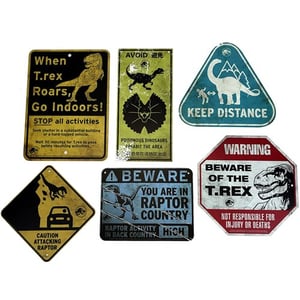 Image of Jurassic World Metal Warning Signs Scaled Prop Replica