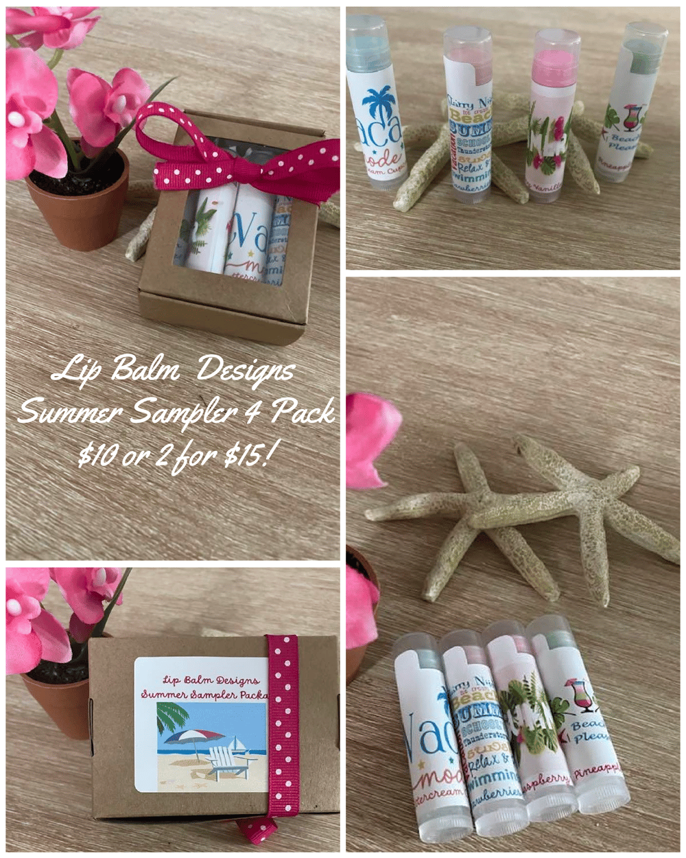 Image of Summer Sampler Organic Lip Balm 4 Pack