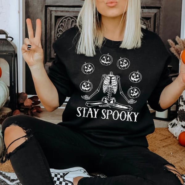 Image of White Stay Spooky Design 